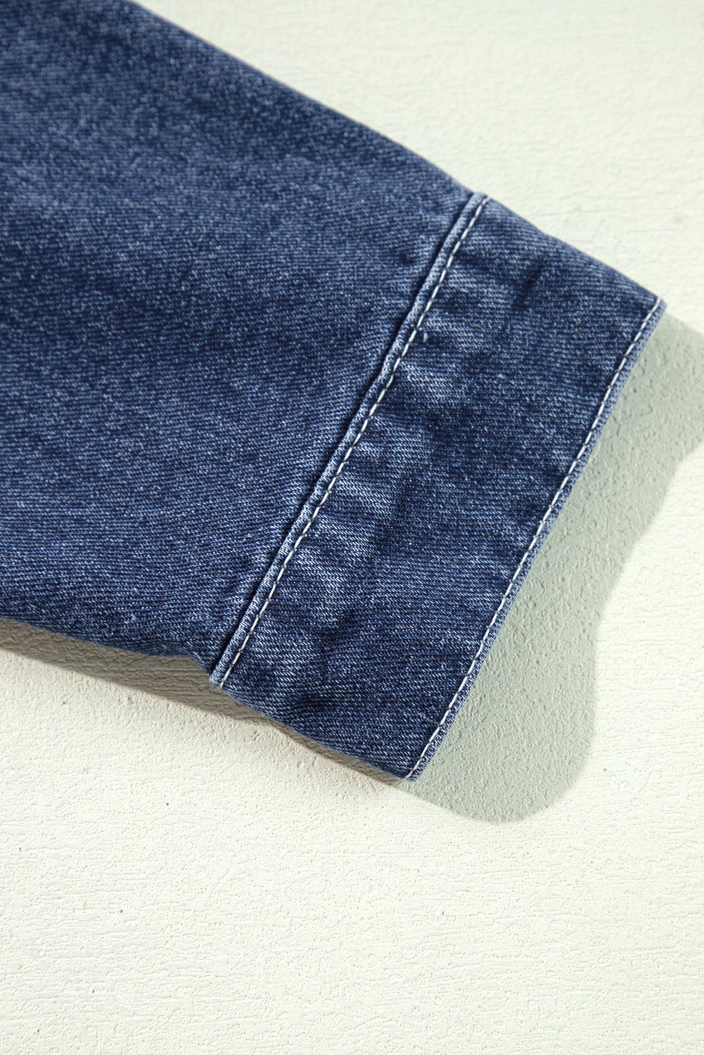 Beau Blue Ruffle Raw Hem Flap Pockets Denim Jacket