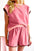 Rose Red Contrast Trim Cap Sleeve Tee Shorts Set