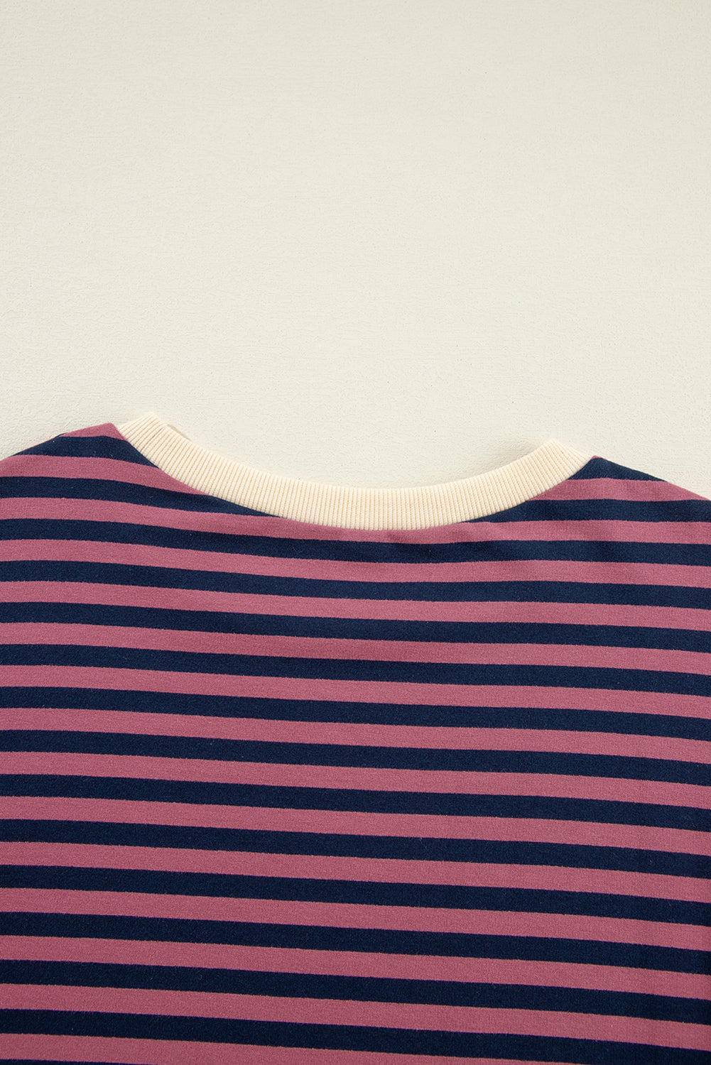 Green Stripe Oversized Contrast Trim Pullover Sweatshirt
