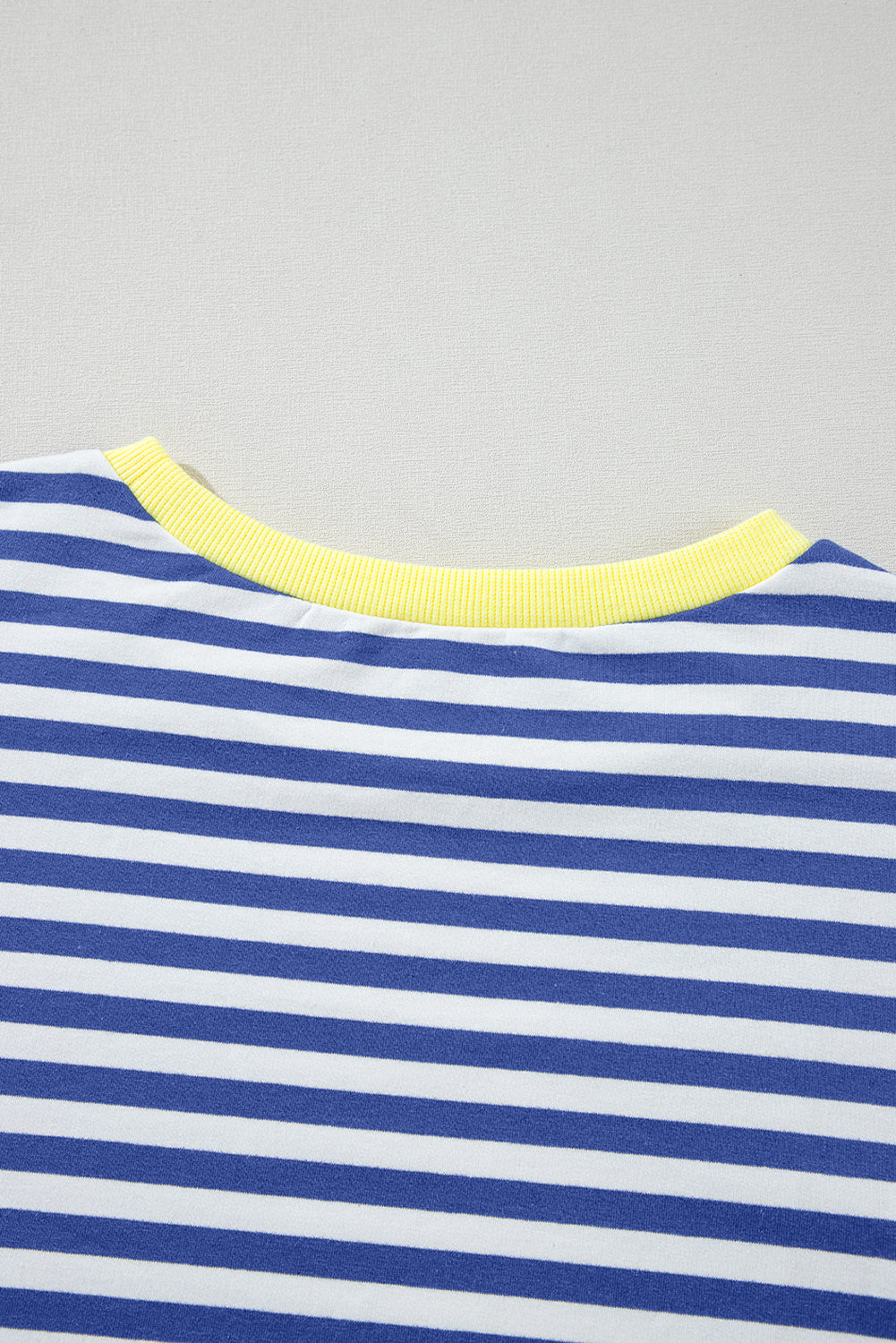 Green Stripe Oversized Contrast Trim Pullover Sweatshirt
